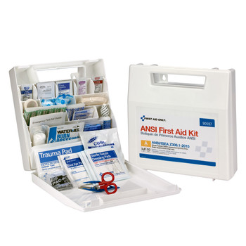 50 Person Bulk First Aid Plastic Kit with Dividers, ANSI A, Type I & II