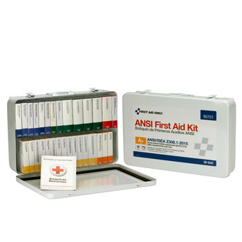 75 Person 36 Unit First Aid Kit, ANSI A+ Compliant, Metal Weatherproof Case, Type III