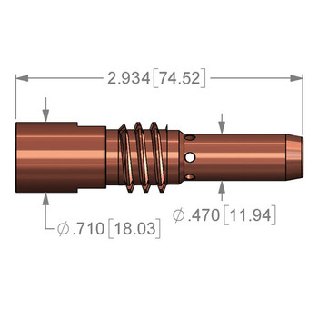 Replacement Diffuser for Binzel M8 Robo/WH652D, Nozzle Threads on Neck - For 9mm PowerBall Contact Tip