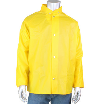 Tpu/Nylon Industrial Protective Jacket W/Hood Snaps, Lt.Wt. Durable 10Mil, 25Mm TPU/Nylon - 3XL Yellow EA