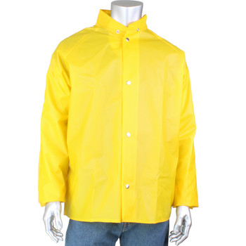 Tpu/Nylon Industrial Protective Jacket W/Hood Snaps, Lt.Wt. Durable 10Mil, 25Mm TPU/Nylon - S Yellow EA