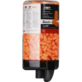 Ear Plug Refill Canister, Prefilled, Holds 500 Pair Of Mega Bullet Plus Dispenser - DISPLAY Black EA