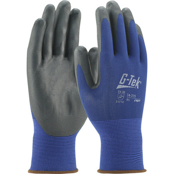 G-Tek Gp, Blue 15G Poly Shell, Black Nitrile Coated Foam Grip Seamless Knits for General Duty - L Blue DZ