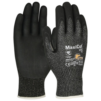 Maxicut Ultra, Black Eng Yarn, Black Microfoam Nitrile Coating, A5 Gloves for Cut Protection by ATG - XS Black DZ