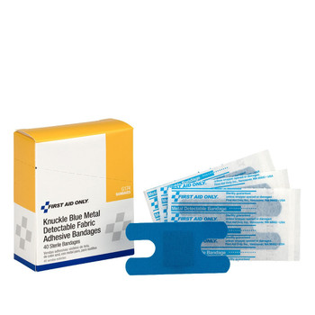 Blue Metal Detectable Fabric Knuckle Bandages, 40 Per Box