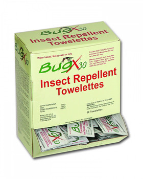 BugX30 Insect Repellent Wipes DEET, 50 Per Box