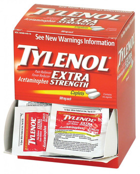 Tylenol Extra Strength Acetaminophen 50 Individually wrapped packets of medication containing two tablets, 500mg.