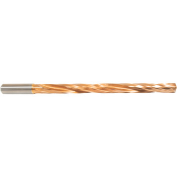 18.5 mm Dia. × 20 mm Shank × 258 mm Flute Length 10 mm OAL, 12xD, 135°, ZrCN, 2 Flute, Coolant Thru, Round Solid Carbide Drill Series/List #NG05