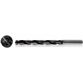 1/8" Dia. × 6 mm Shank × 28 mm Flute Length × 66 mm OAL, 5xD, TiAlCN, 2 Flute, Coolant Thru, h6, Cylindrical, Solid Carbide Drill Series/List #NG11