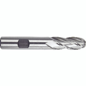 1/4" Dia. /8" Shank × 5/8" DOC × 2-7/16" OAL, HSS TiN, 4 Flute, 30° Helix, Ballnose End Mill Series/List #4554G