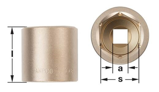 Socket, Standard 1D 3" - Non-Sparking, Non-Magnetic