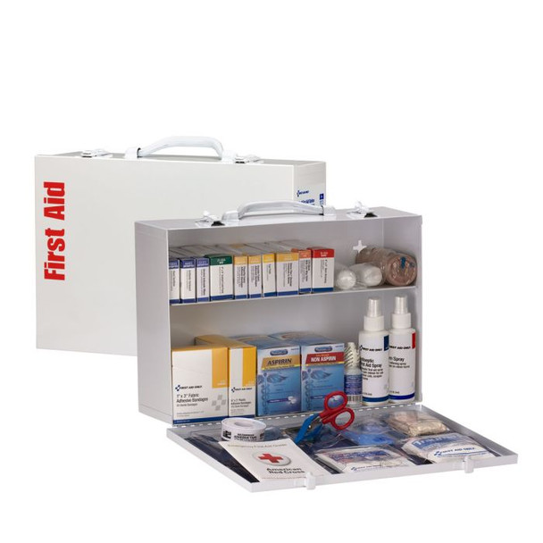 75 Person ANSI 2021 Class A, 2 Shelf First Aid Cabinet