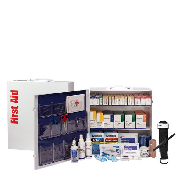 100 Person ANSI 2021 Class B, 3 Shelf First Aid Cabinet