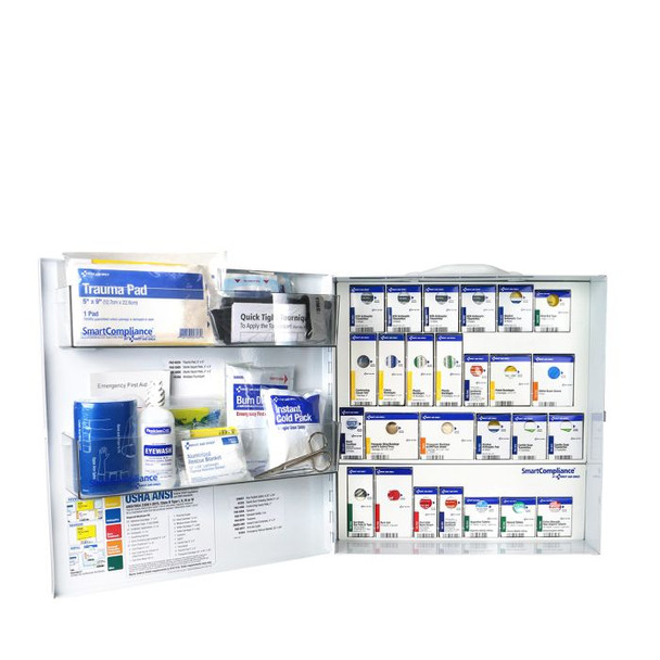 Large Metal SmartCompliance Food Service First Aid Cabinet, ANSI 2021 Class B with Medications