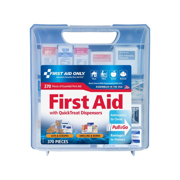 QuickTreat Dispenser Plastic First Aid Kit, 370 pc