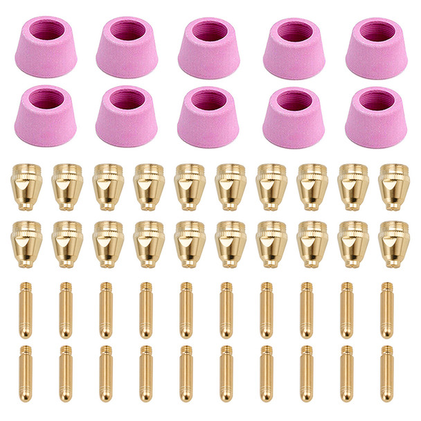 CUT50-G50, 50-Pcs Plasma Cutter Consumables Nozzles, Electrodes and Cups for AMICO CUT-50 APC-50 & CTS-200