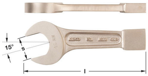 Non-Magnetic Non-Sparking 80 mm Corrosion Resistant Ampco Safety Tools WSO-80 Open Striking Wrench 