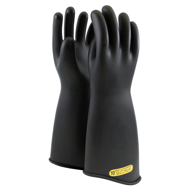 NOVAX  Class 2 Rubber Insulating Glove with Contour Cuff - 18", 11.5, Black