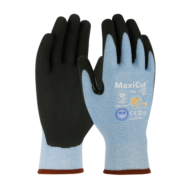 MaxiCut Ultra Seamless Knit Dyneema Diamond Blended Glove with Premium Nitrile Coated MicroFoam Grip on Palm & Fingers, L, Black