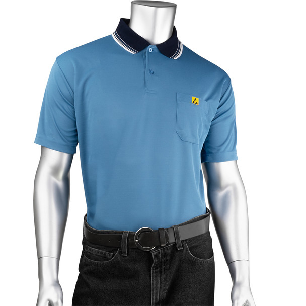 Uniform Technology Short Sleeve ESD Polo Shirt, S, Royal