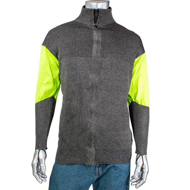 Kut Gard ATA PreventWear ATA Blended Cut Resistant Jacket with Hi-Vis Sleeves and Thumb Loop, S, Dark Gray