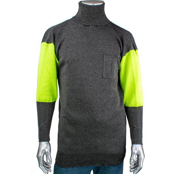 Kut Gard ATA PreventWear ATA Blended Cut Resistant Pullover with Hi-Vis Sleeves, 2XL, Dark Gray