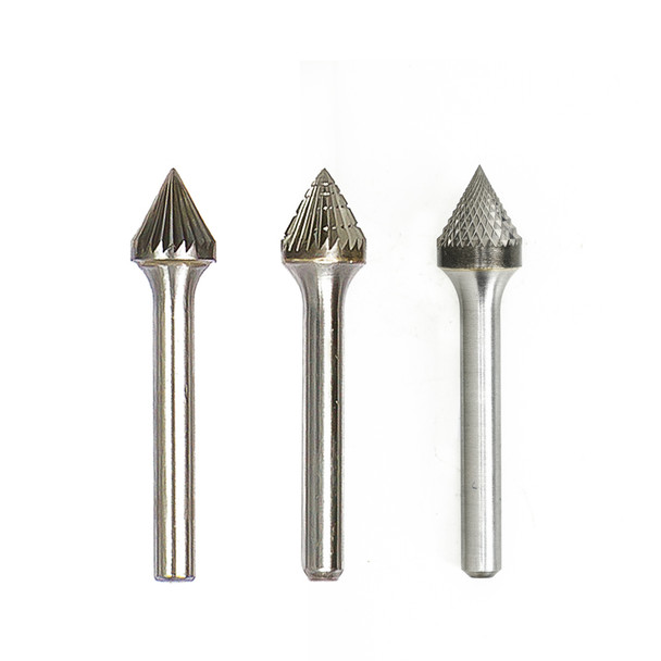 SJ5DC 60° Included Cone Shape Double Cut Burr 1/2" x 7/16"  (2-3/16"OAL)  1/4" shank