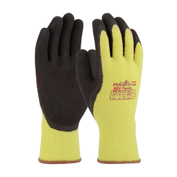 Yellow XXL PowerGrab KEV Thermo,Kevlar/Acrylic Shell, Latex MicroFinish Grip, A3 Insulated Coated Gloves 1 Dozen