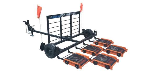 Seeker Airdrag Friction FOD Sweeper - Single Trailer, 5' Sweep for Runways, Orange