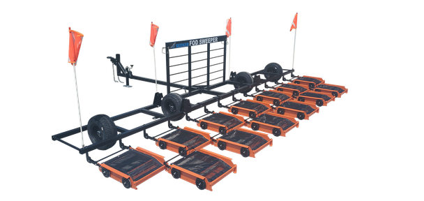 Seeker Airdrag Friction FOD Sweeper - Full Trailer, 15' Sweep for Runways, Orange
