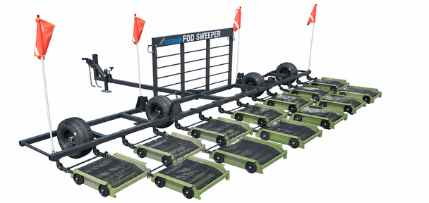 Seeker Airdrag Friction FOD Sweeper - Full Trailer, 15' Sweep for Runways, Green