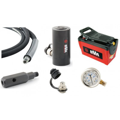 Air Hydraulic Pump, Aluminum Cylinder, Pressure Gauge & Hydraulic Hose Combo Kit, 10,000 psi (700 bar)