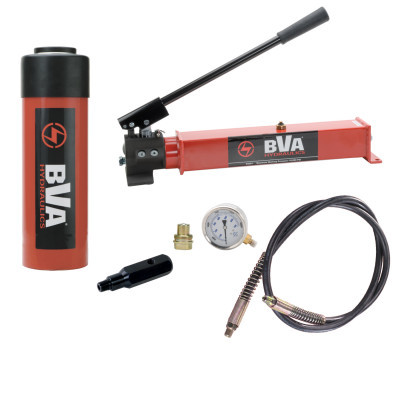 Hand Pump, Hydraulic Cylinder, Pressure Gauge & Hydraulic Hose Combo Kit, 10,000 psi (700 bar)
