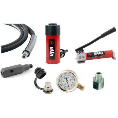 Hand Pump, Hydraulic Cylinder, Pressure Gauge & Hydraulic Hose Combo Kit, 10,000 psi (700 bar)
