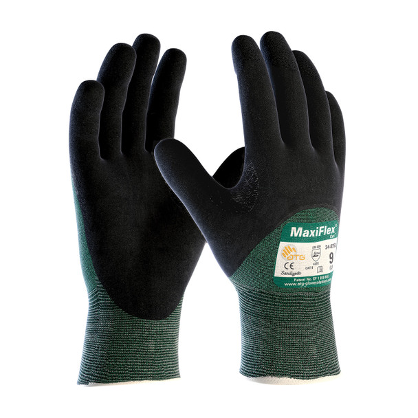 Green XXXL MaxiFlex Cut, Green Eng Yarn, Black 3/4 Dip Nitrile Micro-Foam Grip, A2 Gloves for Cut Protection by ATG 1 Dozen Green XXXL MaxiFlex Cut, Green Eng Yarn, Black 3/4 Dip Nitrile Micro-Foam Grip, A2 Gloves for Cut Protection by ATG 1 Dozen