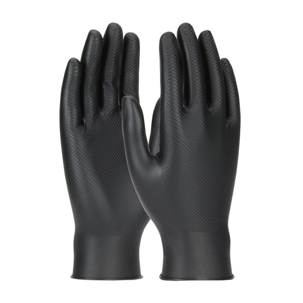 Black L Ambi-Dex Grippaz Industrial, Black, 6 Mil Nitrile, Fish Scale, 50/Box Disposable Liquid-Proof Gloves 1 Box