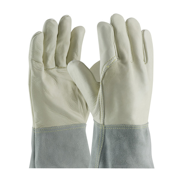 Natural M Mig Tig, Top Grain Cowhide, Split Leather BT Cuff, Sewn w/Kevlar Welder's and Foundry Gloves 1 Dozen