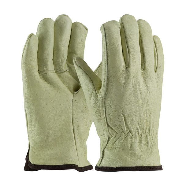 Natural L Top Grain Pigskin Drivers, White Thermal Lining, Straight Thumb Insulated Driver's Gloves 1 Dozen