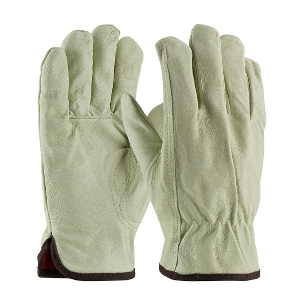 Natural L Top Grain Pigskin Drivers, Red Thermal Lining, Keystone Thumb Insulated Driver's Gloves 1 Dozen