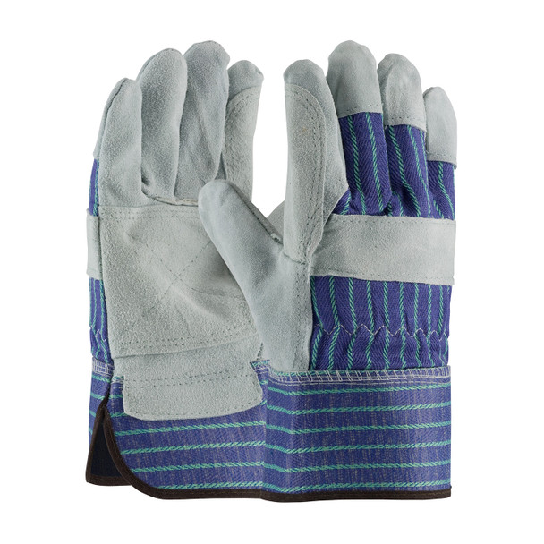 Blue L Silver Series, A/B Select Shoulder, Dbl Palm, Bl./Grn, Rubberized SC Split Leather Palm 1 Dozen