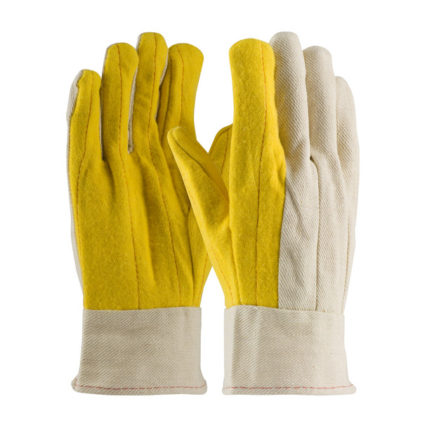 Gold MENS Gold Chore Palm, Canvas Back, Premium Grade, Band Top, Men's Fabric Gloves 1 Dozen