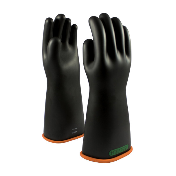 Black 9.5 NOVAX Insulating Glove, Class 3, 16 In., Blk./Orn., Straight Cuff Novax Rubber Insulating Gloves 1 Pair