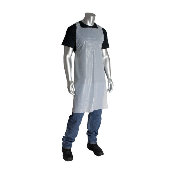 White 28x46 Aprons, White Polyethylene, 1.25 mil, Embossed, 28in.46in. Disposable Aprons 1 Case