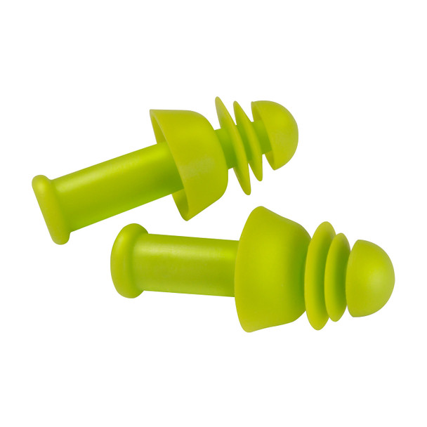 Lime OS Flange/Disc Combo, Uncorded, 25 dB NRR, Lime TPE, 100/Box Multiple-Use Ear Plugs 1 Box