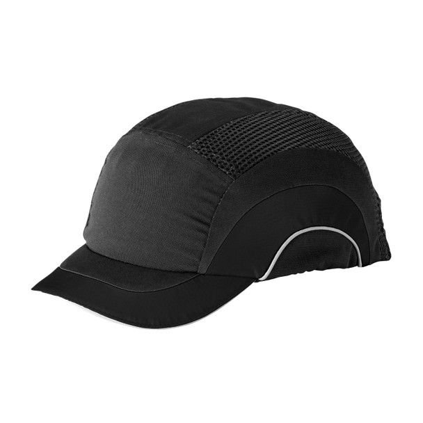Black OS JSP HardCap A1+ Low-Profile, Black/ Gray, Short 2" Brim, HDPE Liner Baseball Cap Style