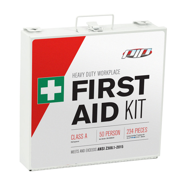 White KIT FIRST AID KIT, 50 PERSON, CLASS A, ANSI 2015, METAL BOX  ANSI Compliant