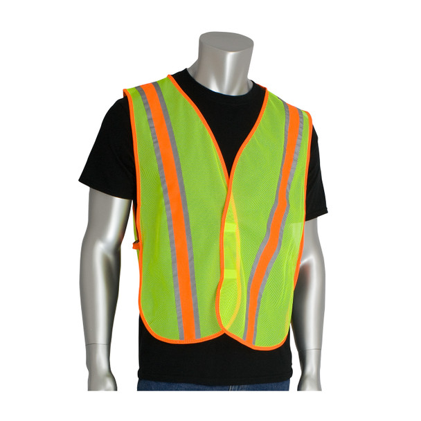 Hi-Vis Yellow OS Non-ANSI Mesh Safety Vest, LY, Two-Tone Tape, H&L Closure, OSFM Hi-Visibility Vest