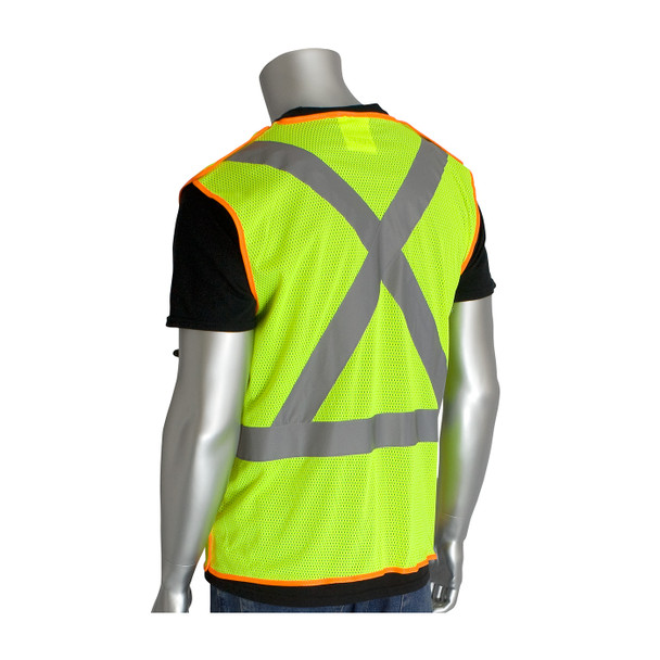 Hi-Vis Yellow 3X Class 2, Z96 Mesh Breakaway Vest, X Back H&L Closure 2in. Tape, OR Hi-Visibility Vest