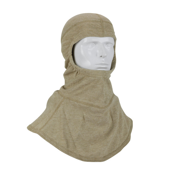 Natural OS 100% Nomex Hood w/ Bib, Full Face Coverage, Double Layer, White, OSFM Flame Resistant Hood