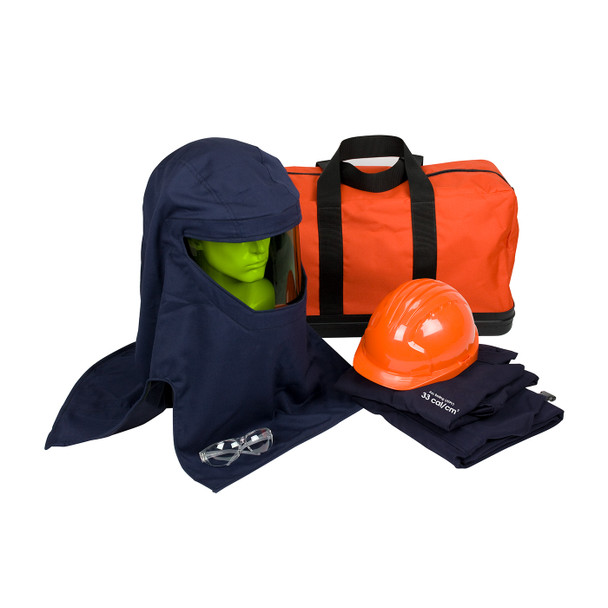 Navy 2XL 33 Cal Kit, Jacket, Overalls, Hard Hat, Hood, Bag, Safety Glasses HRC 3 Kits